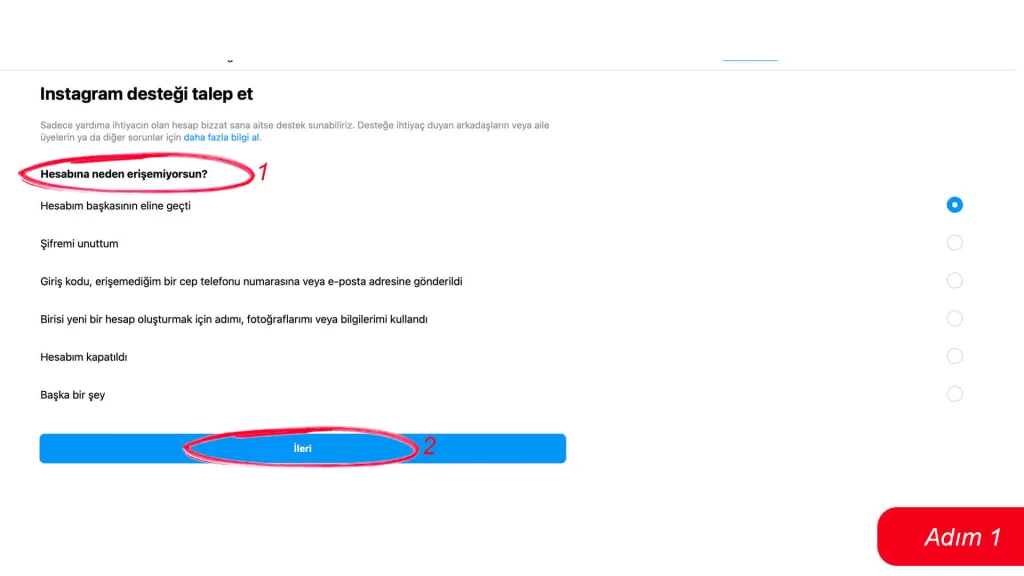 Instagram hesabım çalındı nasıl geri alırım